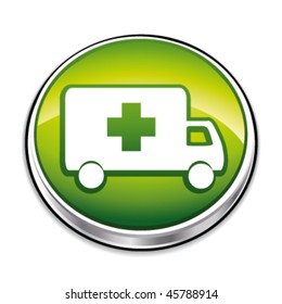 Green ambulance icon. Vector illustration.