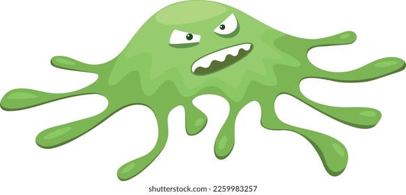 Green ameba character. Cartoon angry monster mascot