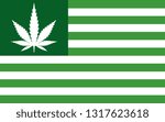 A green American flag with a marijuana leaf silhouetted. Vector EPS 10 available.