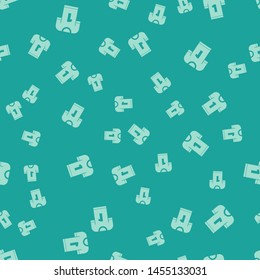 Green American football jersey icon isolated seamless pattern on green background. Football uniform sign.  Vector Illustration