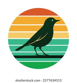 A green American Robin on retro is type vector 