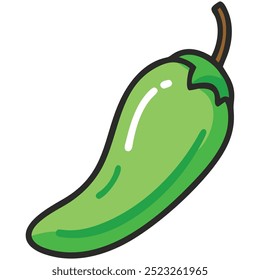 Green anaheim hot pepper illustration