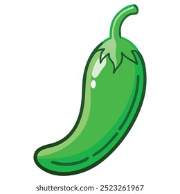 Green anaheim hot pepper illustration