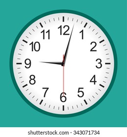 Green analogue clock .Vector illustration.