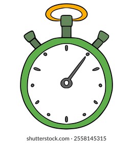 green analogue stopwatch illustration hand drawn isolated vector