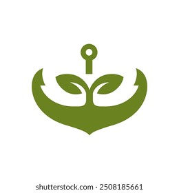 green anchor botanical concept colorful logo design vector