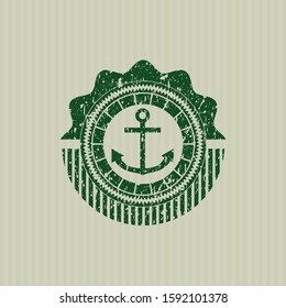Green anchor icon with rubber seal texture