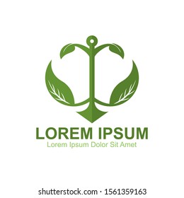 Green Anchor Logo Template. Can be used for personal or corporate business in the Coastal area.