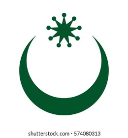 Green ancient design of the star and crescent symbol