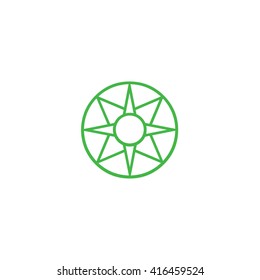 Green ancient symbol icon Star of Ishtar icon vector illustration