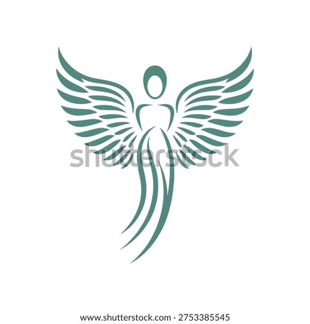 Green angel logo with wings