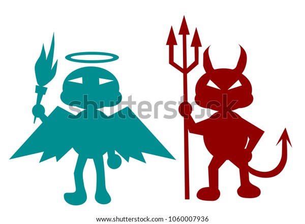 Green Angel Red Devil Isolated On Stock Vector (Royalty Free ...