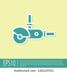 Green Angle grinder icon isolated on yellow background.  Vector Illustration