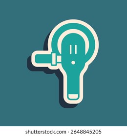 Green Angle grinder icon isolated on green background. Long shadow style. Vector