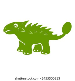 Green Ankylosaurus Cartoon Illustration with Smiling Face and Friendly Demeanor