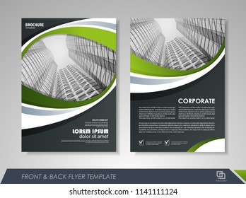 Green annual report brochure flyer design template. Leaflet cover presentation abstract background for business, magazines, posters, booklets, banners. Layout in A4 size. Easily editable vector format