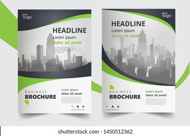 Green annual report brochure flyer design template. Leaflet cover presentation abstract background for business, magazines, posters, booklets, banners. Layout in A4 size. Easily editable vector format