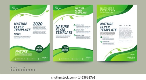 Green annual report brochure flyer design template. Leaflet cover presentation abstract background for business, magazines, posters, booklets, banners. Layout in A4 size. Easily editable vector format