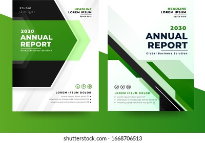 Green annual report brochure flyer design template. A4 size Leaflet cover presentation with abstract background for business, magazines, posters, booklets, banners.