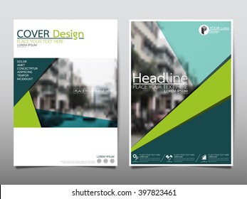 Green annual report brochure flyer design template vector, Leaflet cover presentation abstract flat background, layout in A4 size