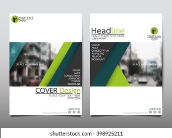 Green annual report brochure flyer design template vector, Leaflet cover presentation abstract flat background, layout in A4 size