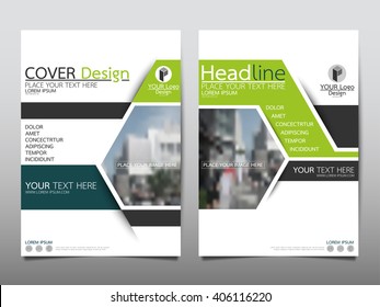 Green annual report brochure flyer design template vector, Leaflet cover presentation abstract flat background, layout in A4 size