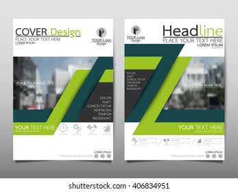 Green annual report brochure flyer design template vector, Leaflet cover presentation abstract flat background, layout in A4 size