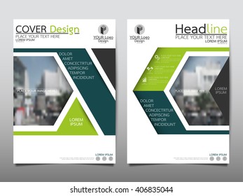 Green annual report brochure flyer design template vector, Leaflet cover presentation abstract flat background, layout in A4 size