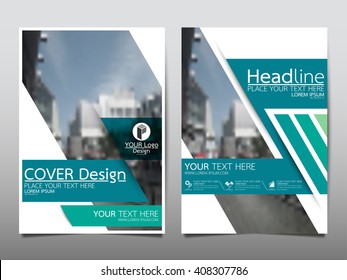 Green annual report brochure flyer design template vector, Leaflet cover presentation abstract flat background, layout in A4 size