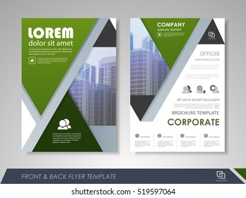 Green annual report brochure flyer design template. Leaflet cover presentation abstract background for business, magazines, posters, booklets, banners. Layout in A4 size Easily editable vector format