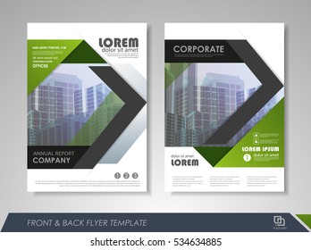 Green annual report brochure flyer design template. Leaflet cover presentation abstract background for business, magazines, posters, booklets, banners. Layout in A4 size. Easily editable vector format