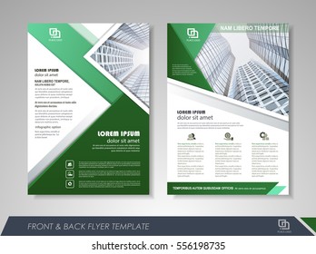 Green annual report brochure flyer design template. Leaflet cover presentation abstract background for business, magazines, posters, booklets, banners.