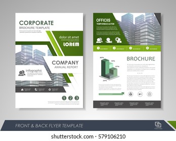 Green annual report brochure flyer design template. Leaflet cover presentation abstract background for business, magazines, posters, booklets, banners. Layout in A4 size. Easily editable vector format