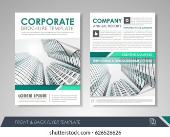 Green annual report brochure flyer design template. Leaflet cover presentation abstract background for business, magazines, posters, booklets, banners. Layout in A4 size. Easily editable vector format