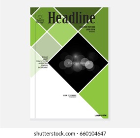 Green annual report brochure flyer design template vector, Leaflet cover presentation abstract flat background