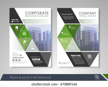 Green annual report brochure flyer design template. Leaflet cover presentation abstract background for business, magazines, posters, booklets, banners. Layout in A4 size. Easily editable vector format