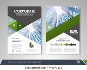 Green annual report brochure flyer design template. Leaflet cover presentation abstract background for business, magazines, posters, booklets, banners. Layout in A4 size. Easily editable vector format