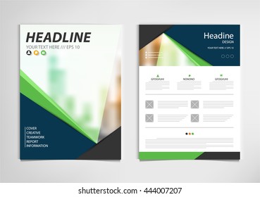 Green annual report brochure template design, book cover layout design vector, , Abstract yellow presentation templates.