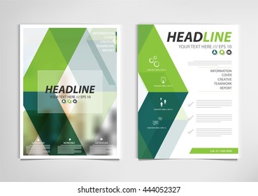 Green annual report brochure template design, book cover layout design vector, Abstract yellow presentation templates.