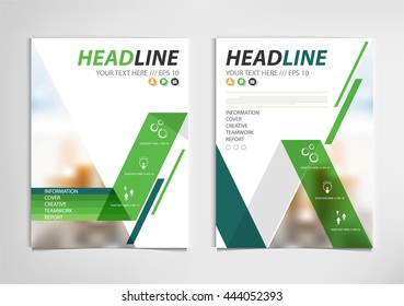 Green annual report brochure template design, book cover layout design vector, , Abstract yellow presentation templates.
