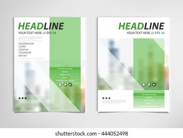 Green annual report brochure template design, book cover layout design vector, , Abstract yellow presentation templates.