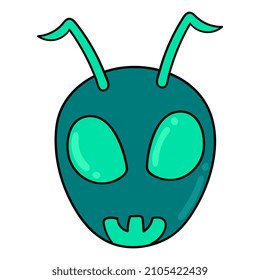 cabeza de hormiga verde, emoticono de caja de ilustraciones vectoriales. dibujo de icono de garabato