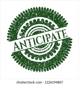 Green Anticipate distressed grunge style stamp