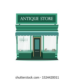 Green Antique Store front view illustration