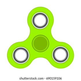 Green anti-stress toy fidget finger spinner isolated on white background