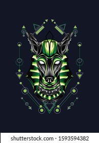Green anubis with geometric pattern 