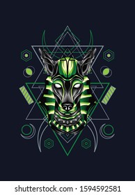 Green anubis with geometric pattern 