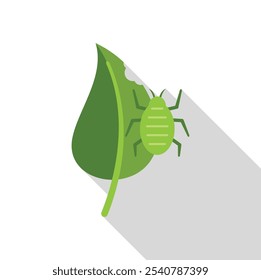 Green aphid icon in flat style isolated on white background. Plant disease symbol vector illustration