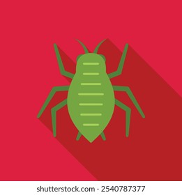 Green aphid insect pest bug icon illustration spreading on a red background