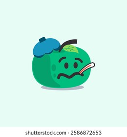 Green Aple vector designs in cool yellow color. Trendy cute illustrations patch.